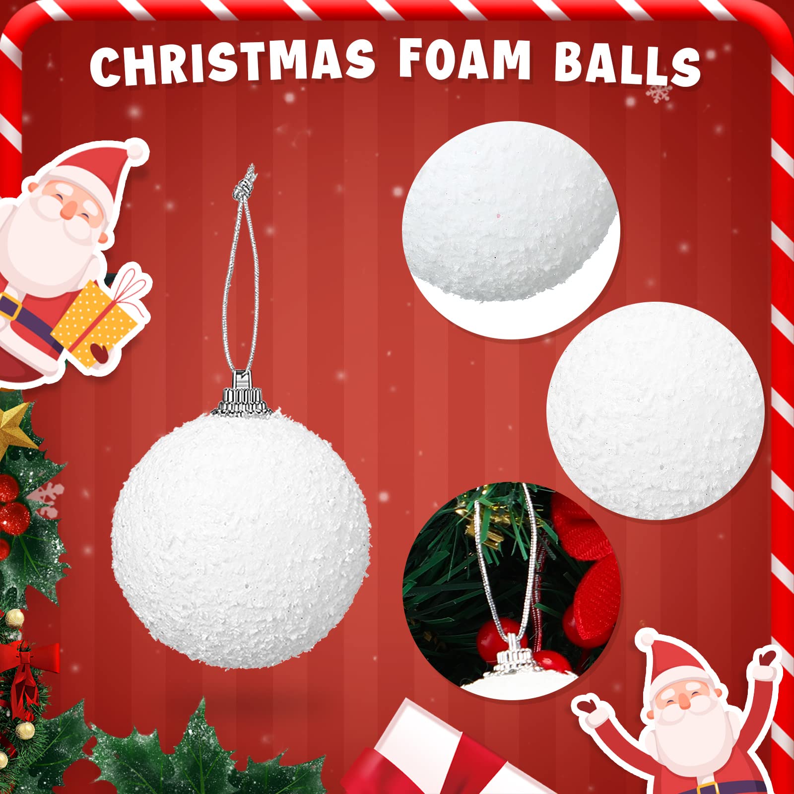 Amazon.co.jp: クリスマススノーボールオーナメント 24個 2.8インチ